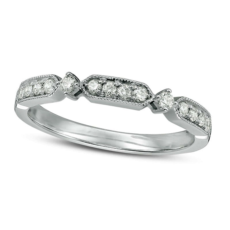 0.20 CT. T.W. Natural Diamond Art Deco Antique Vintage-Style Band in Solid 10K White Gold