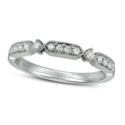 0.20 CT. T.W. Natural Diamond Art Deco Antique Vintage-Style Band in Solid 10K White Gold