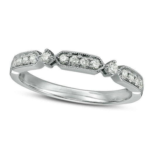 0.20 CT. T.W. Natural Diamond Art Deco Antique Vintage-Style Band in Solid 10K White Gold