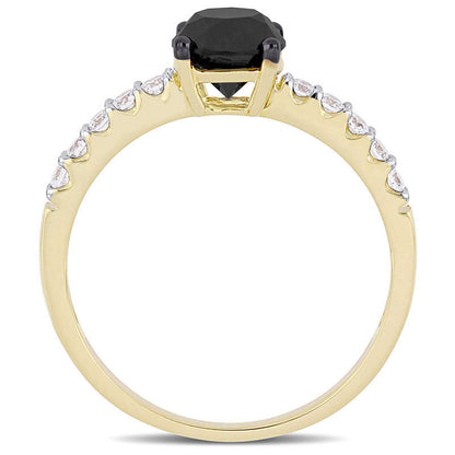 1.25 CT. T.W. Enhanced Black and White Natural Diamond Engagement Ring in Solid 14K Gold