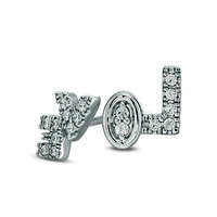 0.13 CT. T.W. Diamond LOVE" Stud Earrings in Sterling Silver"