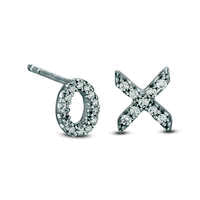 0.1 CT. T.W. Diamond XO" Stud Earrings in Sterling Silver"