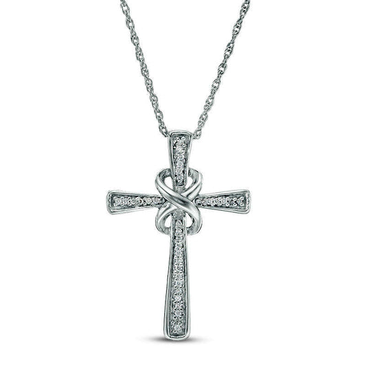 0.1 CT. T.W. Natural Diamond Infinity Knot Cross Pendant in Sterling Silver