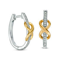 0.1 CT. T.W. Diamond Infinity Knot Oval Hoop Earrings in Sterling Silver and 10K Gold