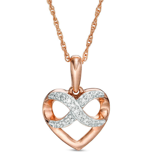 0.05 CT. T.W. Natural Diamond Infinity Heart Pendant in 10K Rose Gold