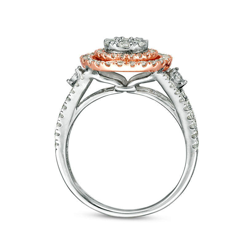 0.50 CT. T.W. Composite Natural Diamond Double Frame Engagement Ring in Solid 10K Two-Tone Gold