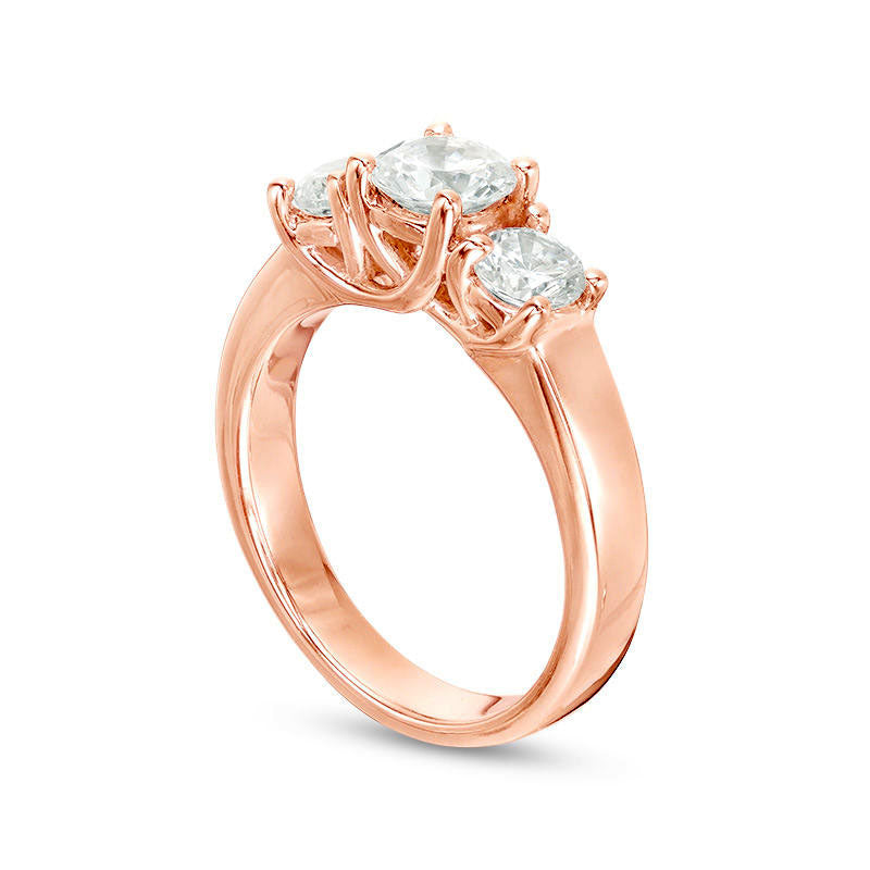 1.75 CT. T.W. Natural Diamond Three Stone Engagement Ring in Solid 14K Rose Gold