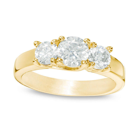 1.75 CT. T.W. Natural Diamond Three Stone Engagement Ring in Solid 14K Gold