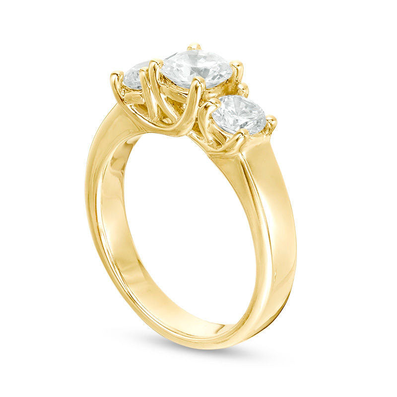 1.75 CT. T.W. Natural Diamond Three Stone Engagement Ring in Solid 14K Gold