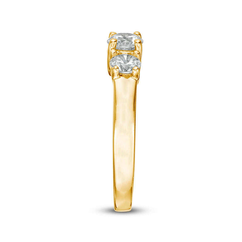 1.0 CT. T.W. Natural Diamond Three Stone Engagement Ring in Solid 14K Gold