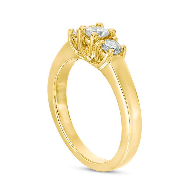 0.50 CT. T.W. Natural Diamond Three Stone Engagement Ring in Solid 14K Gold