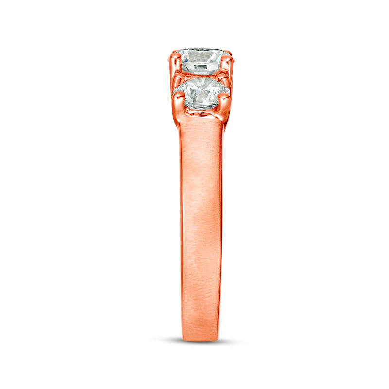 1.75 CT. T.W. Natural Diamond Three Stone Satin-Finish Engagement Ring in Solid 14K Rose Gold