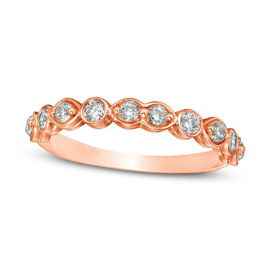 0.50 CT. T.W. Natural Diamond Art Deco Alternating Wedding Band in Solid 10K Rose Gold