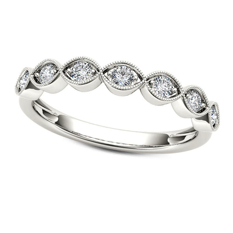 0.20 CT. T.W. Natural Diamond Marquise-Shaped Antique Vintage-Style Stackable Band in Solid 10K White Gold
