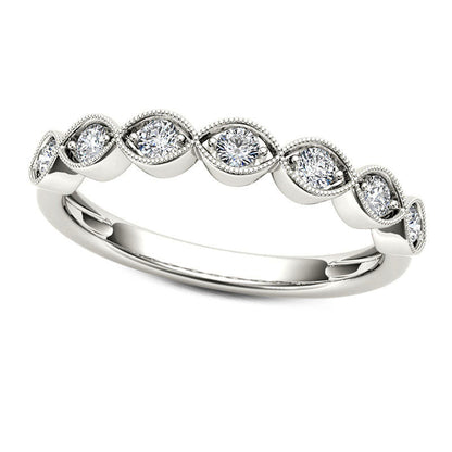 0.20 CT. T.W. Natural Diamond Marquise-Shaped Antique Vintage-Style Stackable Band in Solid 10K White Gold