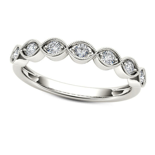0.20 CT. T.W. Natural Diamond Marquise-Shaped Antique Vintage-Style Stackable Band in Solid 10K White Gold