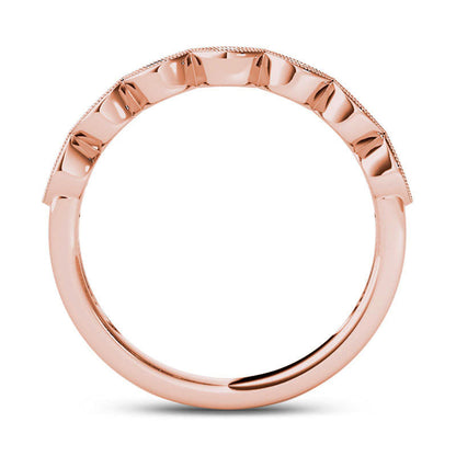 0.20 CT. T.W. Natural Diamond Marquise-Shaped Antique Vintage-Style Stackable Band in Solid 10K Rose Gold