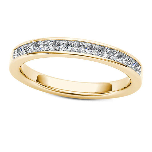 0.50 CT. T.W. Princess-Cut Natural Diamond Wedding Band in Solid 10K Yellow Gold