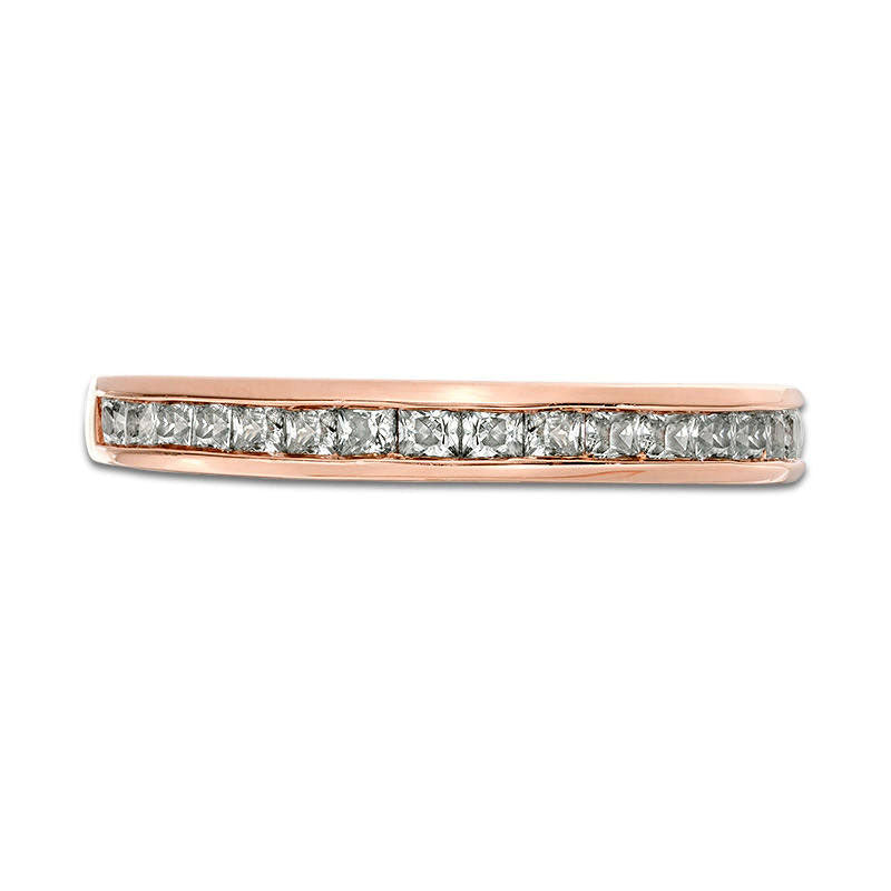 0.63 CT. T.W. Princess-Cut Natural Diamond Wedding Band in Solid 10K Rose Gold