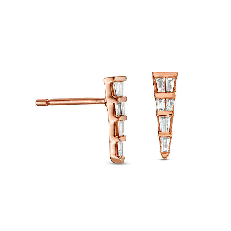 0.13 CT. T.W. Baguette Diamond Triangle Stud Earrings in 10K Rose Gold