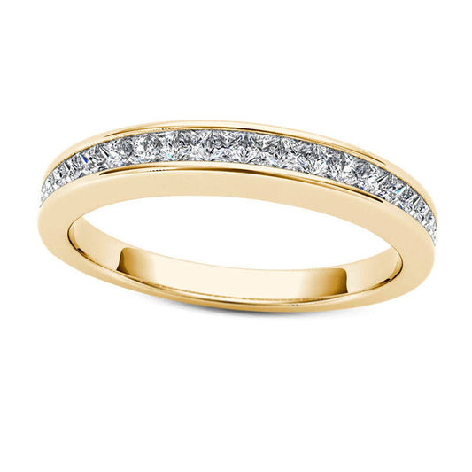 0.63 CT. T.W. Princess-Cut Natural Diamond Wedding Band in Solid 10K Yellow Gold