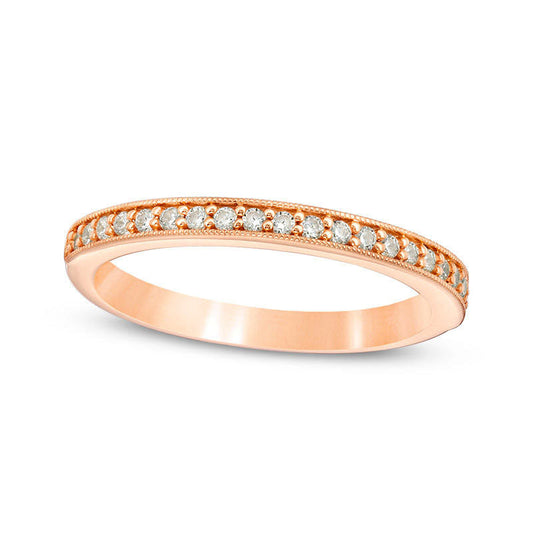 0.20 CT. T.W. Natural Diamond Antique Vintage-Style Wedding Band in Solid 10K Rose Gold