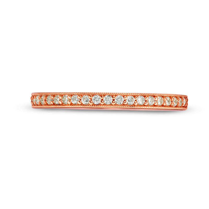 0.20 CT. T.W. Natural Diamond Antique Vintage-Style Wedding Band in Solid 10K Rose Gold