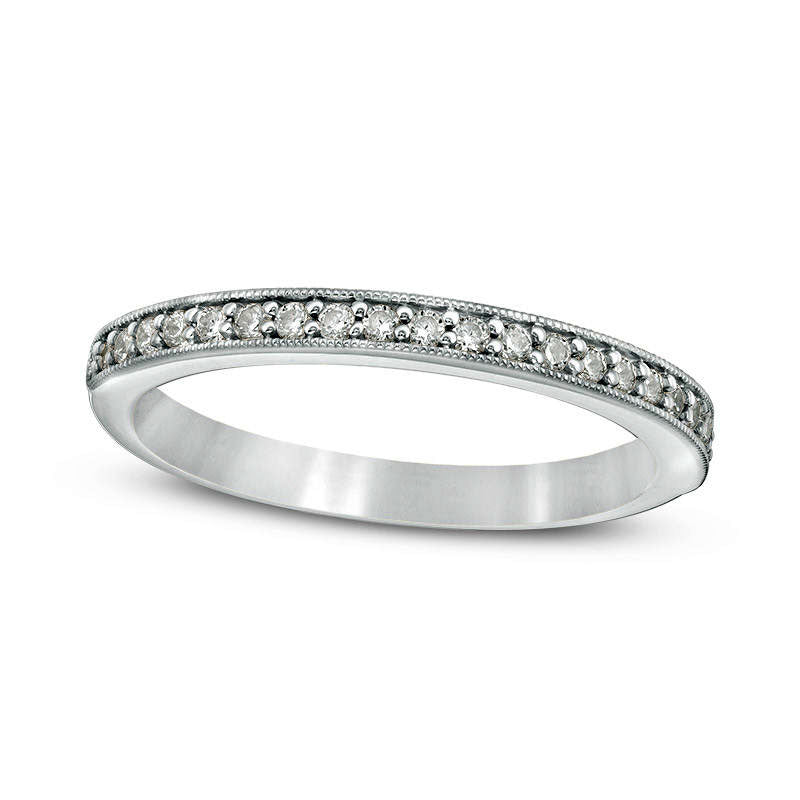 0.20 CT. T.W. Natural Diamond Antique Vintage-Style Wedding Band in Solid 10K White Gold