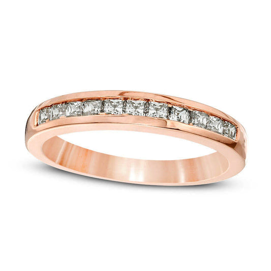 0.63 CT. T.W. Princess-Cut Natural Diamond Wedding Band in Solid 10K Rose Gold