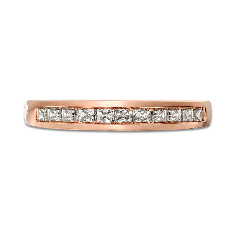 0.63 CT. T.W. Princess-Cut Natural Diamond Wedding Band in Solid 10K Rose Gold