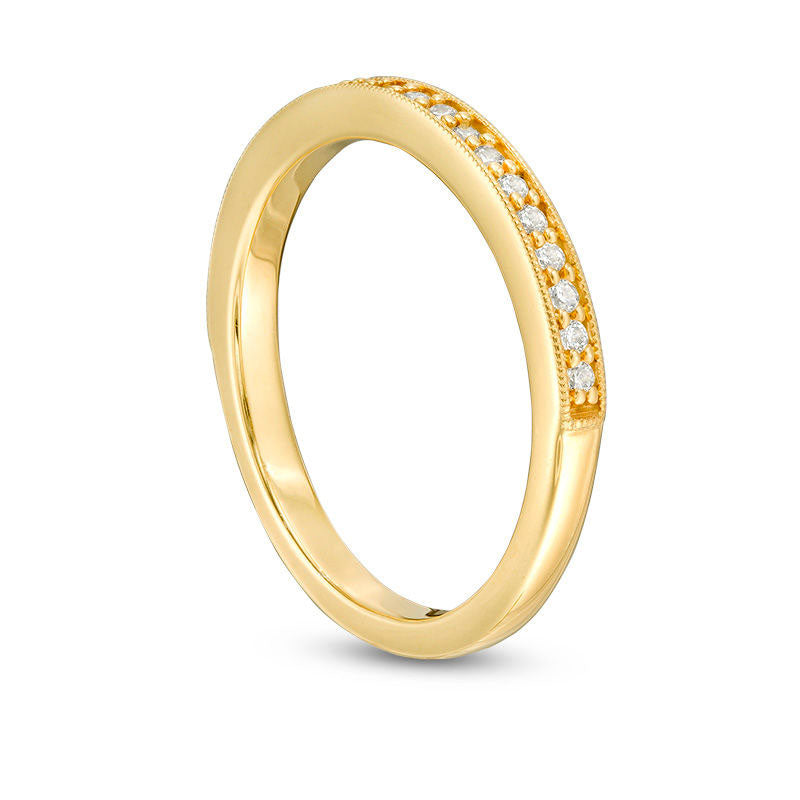 0.20 CT. T.W. Natural Diamond Antique Vintage-Style Wedding Band in Solid 10K Yellow Gold