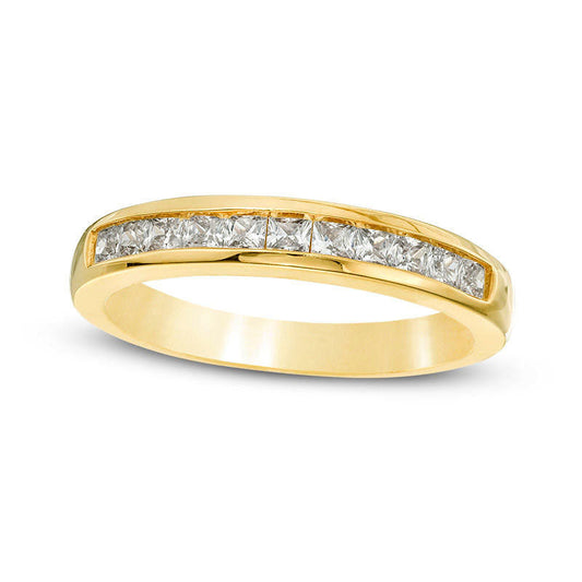 0.63 CT. T.W. Princess-Cut Natural Diamond Wedding Band in Solid 10K Yellow Gold