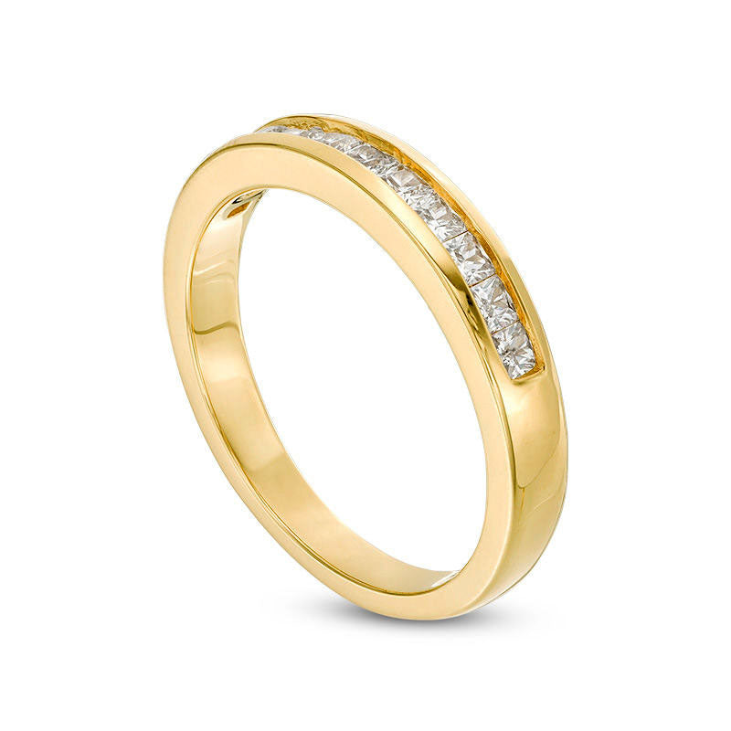 0.63 CT. T.W. Princess-Cut Natural Diamond Wedding Band in Solid 10K Yellow Gold