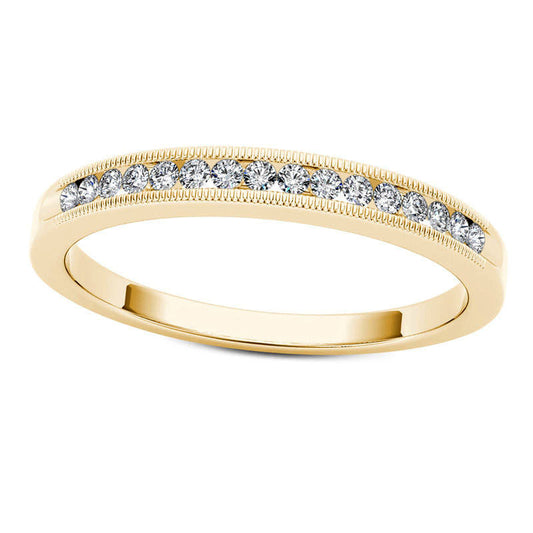 0.17 CT. T.W. Natural Diamond Antique Vintage-Style Stackable Band in Solid 10K Yellow Gold