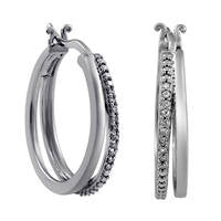 0.07 CT. T.W. Diamond Double Row Hoop Earrings in Sterling Silver