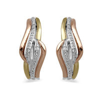 0.07 CT. T.W. Diamond Flame Hoop Earrings in Sterling Silver and 10K Two-Tone Gold