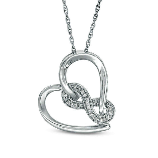 0.05 CT. T.W. Natural Diamond Infinity Wrapped Tilted Heart Pendant in Sterling Silver