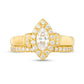 1.0 CT. T.W. Marquise Natural Diamond Frame Collar Bridal Engagement Ring Set in Solid 14K Gold