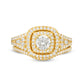 1.20 CT. T.W. Natural Diamond Double Cushion Frame Bridal Engagement Ring Set in Solid 14K Gold