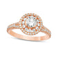 1.0 CT. T.W. Natural Diamond Double Frame Engagement Ring in Solid 14K Rose Gold
