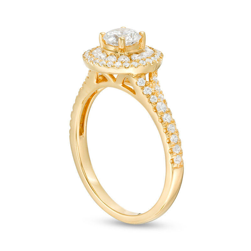 1.0 CT. T.W. Natural Diamond Double Frame Engagement Ring in Solid 14K Gold