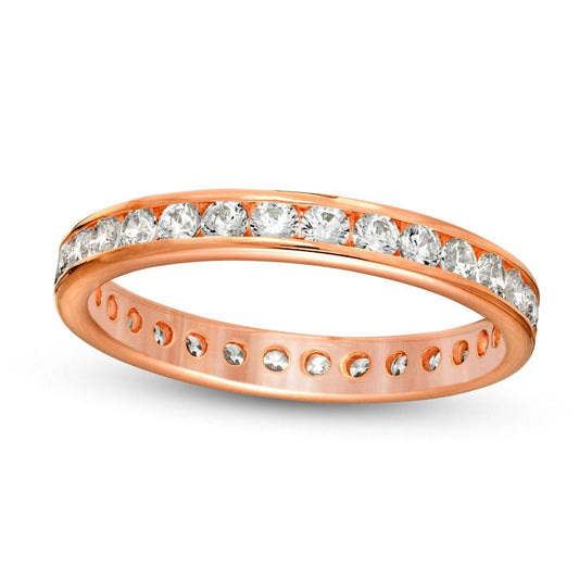 1.0 CT. T.W. Natural Diamond Eternity Wedding Band in Solid 18K Rose Gold (G/SI2)