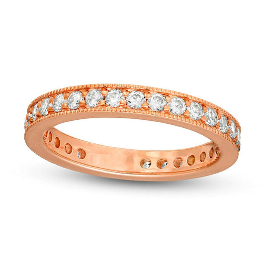 0.75 CT. T.W. Natural Diamond Antique Vintage-Style Eternity Wedding Band in Solid 18K Rose Gold (G/SI2)