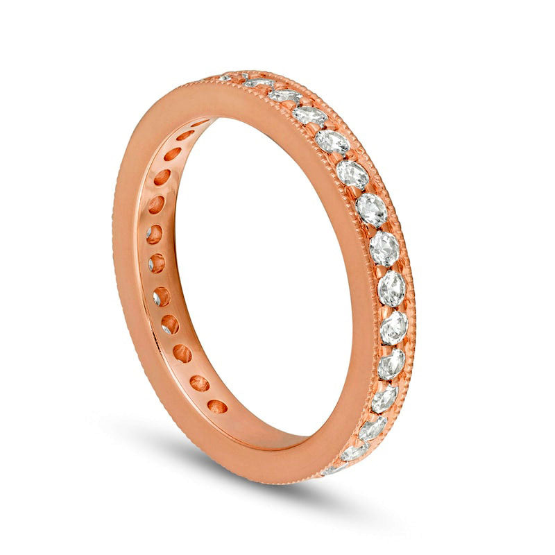 0.75 CT. T.W. Natural Diamond Antique Vintage-Style Eternity Wedding Band in Solid 18K Rose Gold (G/SI2)