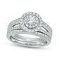 1.0 CT. T.W. Natural Diamond Double Frame Multi-Row Engagement Ring in Solid 14K White Gold