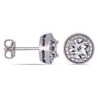 0.05 CT. T.W. Diamond Beaded Frame Vintage-Style Stud Earrings in Sterling Silver