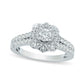1.0 CT. T.W. Natural Diamond Flower Antique Vintage-Style Engagement Ring in Solid 14K White Gold