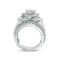 3.0 CT. T.W. Composite Natural Diamond Pear-Shaped Frame Multi-Row Collar Engagement Ring in Solid 14K White Gold
