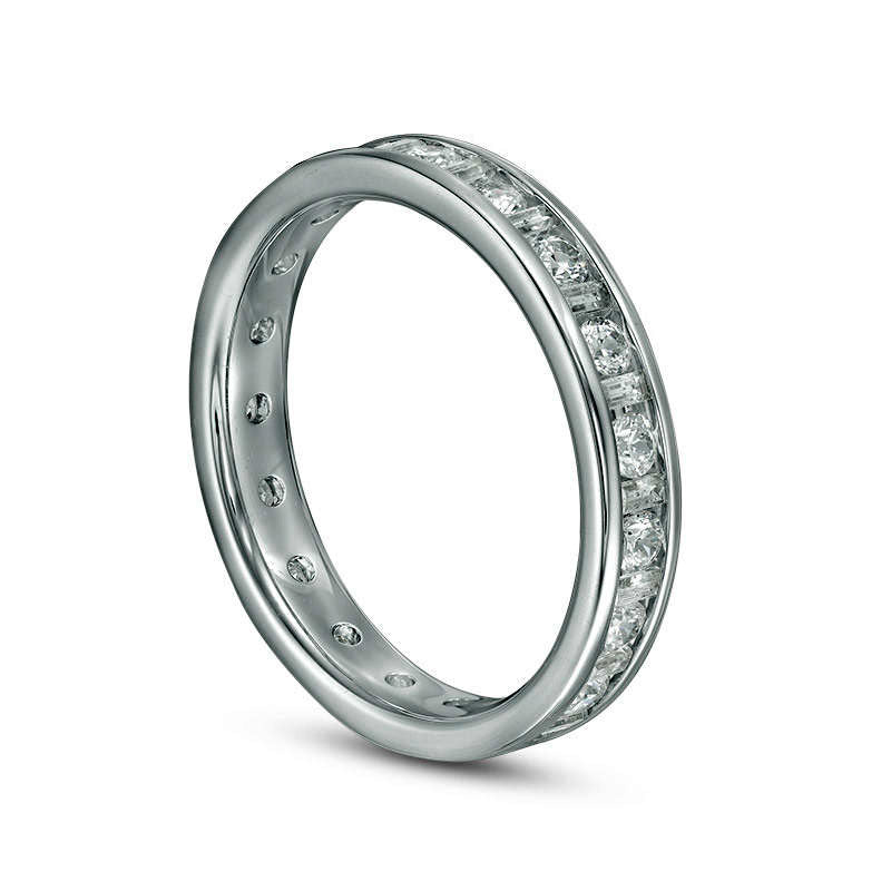 1.0 CT. T.W. Baguette and Round Natural Diamond Eternity Band in Solid 14K White Gold (H/SI2)