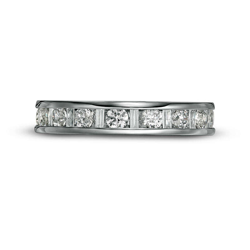 1.5 CT. T.W. Baguette and Round Natural Diamond Eternity Band in Solid 14K White Gold (H/SI2)